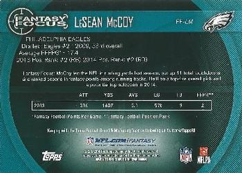 2014 Topps - Fantasy Focus #FF-LM LeSean McCoy Back
