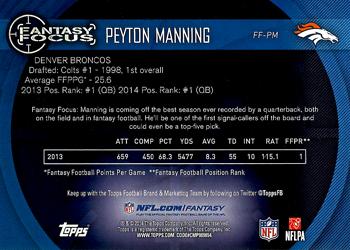 2014 Topps - Fantasy Focus #FF-PM Peyton Manning Back