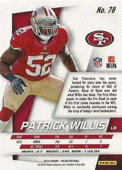 2014 Panini Prizm #78 Patrick Willis Back