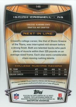 2014 Bowman Chrome #146 Isaiah Crowell Back