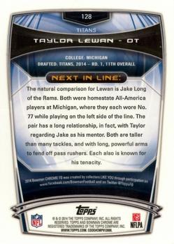 2014 Bowman Chrome #128 Taylor Lewan Back