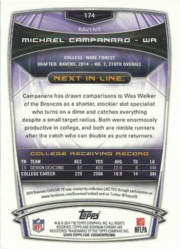 2014 Bowman Chrome #174 Michael Campanaro Back