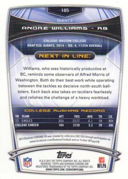 2014 Bowman Chrome #185 Andre Williams Back