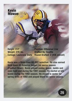 1994 Superior Rookies - Autographs #26 Kevin Mawae Back