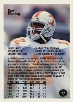 1994 Superior Rookies - Autographs #77 Cory Fleming Back