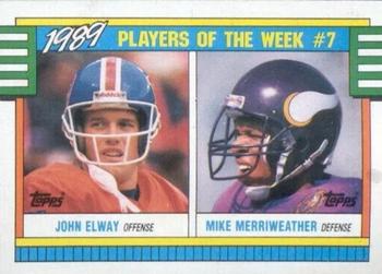 1990 Topps - Wax Box Bottom Panels Singles #G John Elway / Mike Merriweather Front