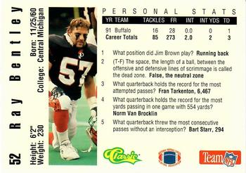 1992 Classic NFL Game #52 Ray Bentley Back