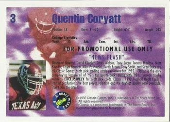 1992 Classic Draft Picks - Promos #3 Quentin Coryatt Back