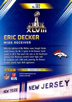 2014 Panini Rookies & Stars - Super Bowl #SB3 Eric Decker Back