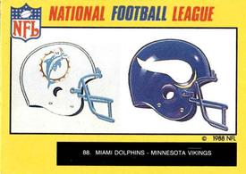 1988 Monty Gum NFL - Stickers #88 Helmets - Dolphins / Vikings Front