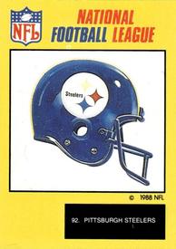 1988 Monty Gum NFL - Stickers #92 Pittsburgh Steelers Front
