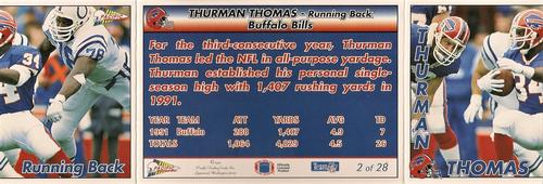 1992 Pacific Triple Folder #2 Thurman Thomas Back