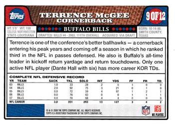 2008 Topps Buffalo Bills #9 Terrence McGee Back