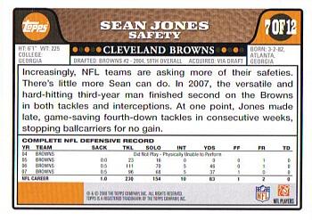 2008 Topps Cleveland Browns #7 Sean Jones Back
