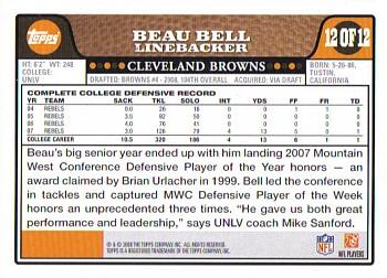 2008 Topps Cleveland Browns #12 Beau Bell Back