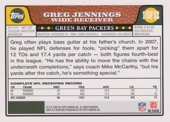 2008 Topps Green Bay Packers #1 Greg Jennings Back
