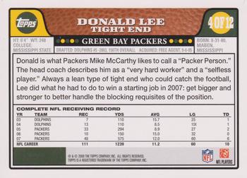 2008 Topps Green Bay Packers #4 Donald Lee Back
