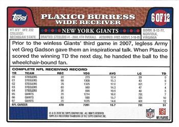 2008 Topps New York Giants #NYG6 Plaxico Burress Back
