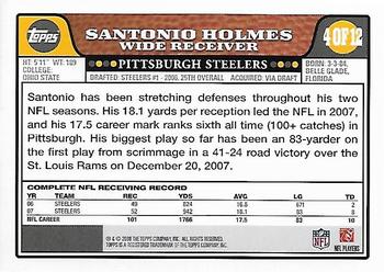 2008 Topps Pittsburgh Steelers #4 Santonio Holmes Back