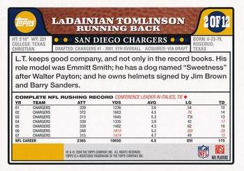 2008 Topps San Diego Chargers #2 LaDainian Tomlinson Back