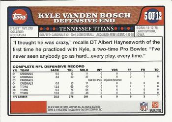 2008 Topps Tennessee Titans #TEN5 Kyle Vanden Bosch Back