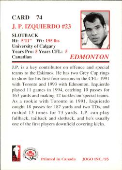 1995 JOGO #74 J.P. Izquierdo Back