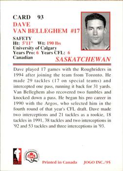 1995 JOGO #93 Dave VanBelleghem Back