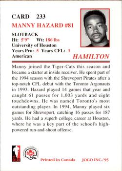 1995 JOGO #233 Manny Hazard Back