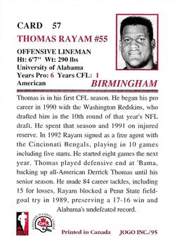 1995 JOGO #57 Thomas Rayam Back