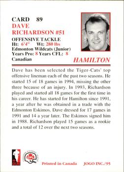1995 JOGO #89 Dave Richardson Back