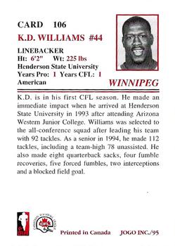 1995 JOGO #106 K.D. Williams Back
