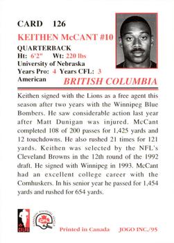 1995 JOGO #126 Keithen McCant Back