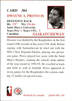 1995 JOGO #384 Dwayne Provo Back