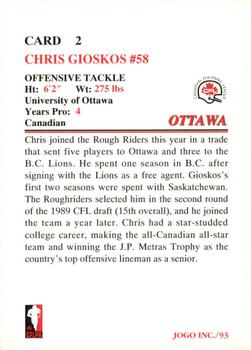 1993 JOGO #2 Chris Gioskos Back