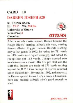 1993 JOGO #10 Darren Joseph Back