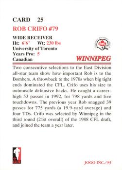 1993 JOGO #25 Rob Crifo Back