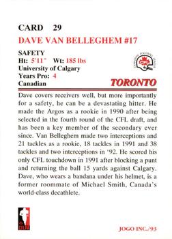 1993 JOGO #29 Dave VanBelleghem Back