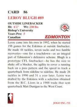 1993 JOGO #86 Leroy Blugh Back