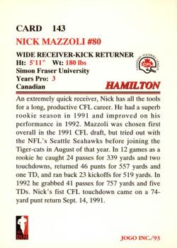 1993 JOGO #143 Nick Mazzoli Back