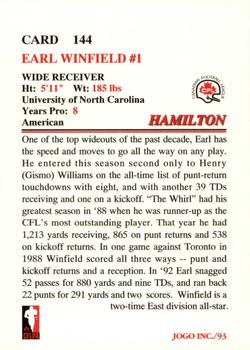 1993 JOGO #144 Earl Winfield Back
