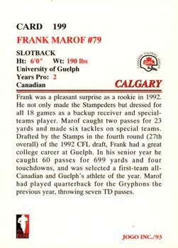 1993 JOGO #199 Frank Marof Back
