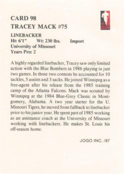 1987 JOGO #98 Tracey Mack Back