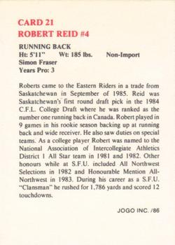 1986 JOGO #21 Robert Reid Back