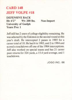 1986 JOGO #148 Jeff Volpe Back