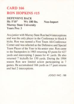 1986 JOGO #166 Ron Hopkins Back
