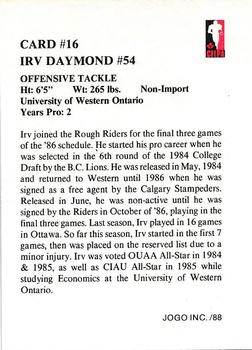 1988 JOGO #16 Irv Daymond Back