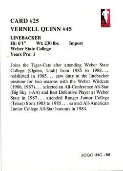 1988 JOGO #25 Vernell Quinn Back