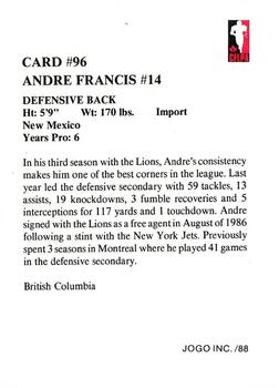 1988 JOGO #96 Andre Francis Back