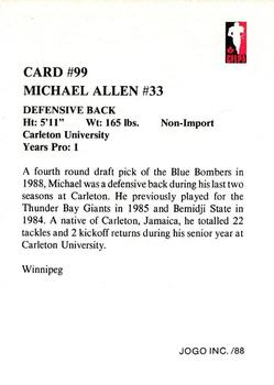 1988 JOGO #99 Michael Allen Back