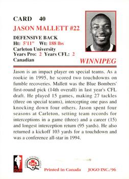 1996 JOGO #40 Jason Mallett Back
